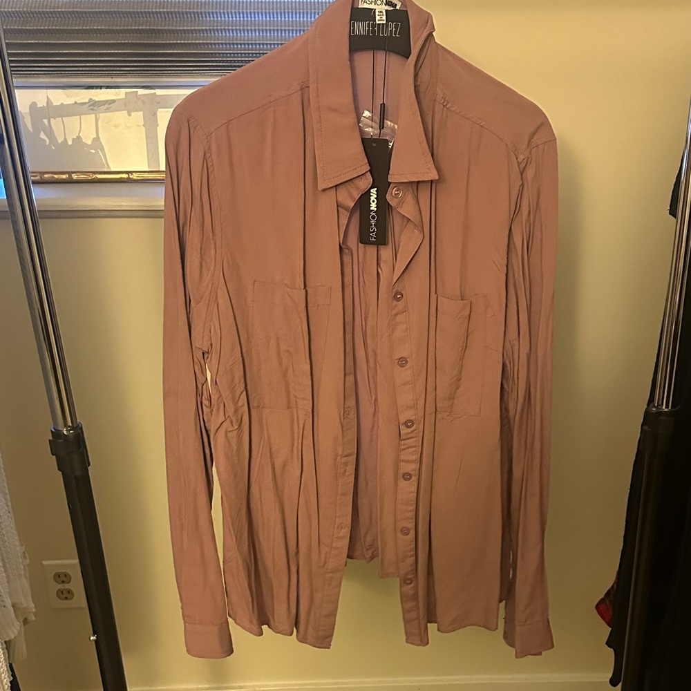Fashion Nova Women's Button Down Shirt - Mauve